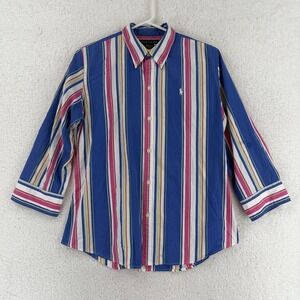 Ralph Lauren Shirt Boys 12 Multicolor Stripe Slim Fit Button Down Long Sleeve